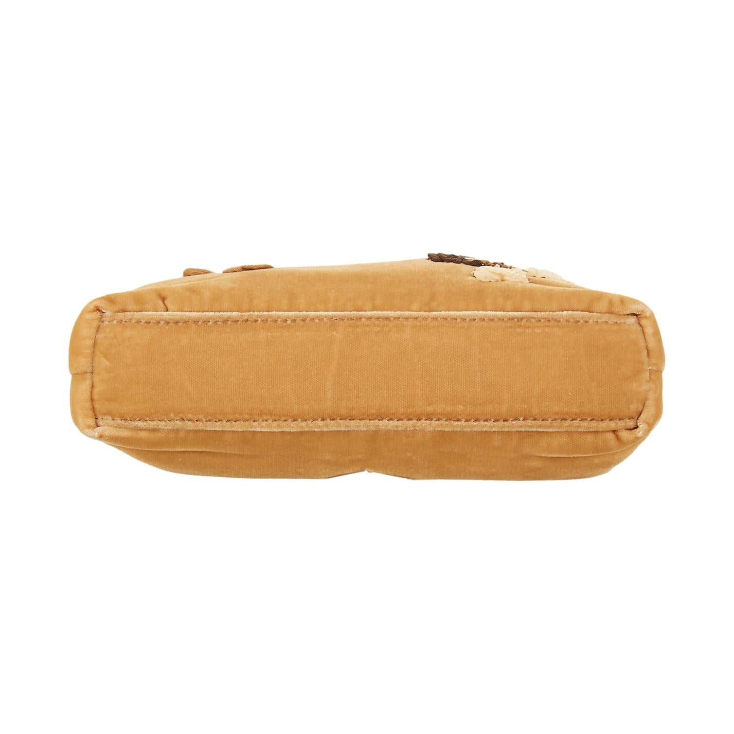 Prada Brown Velvet Top Handle  Bag