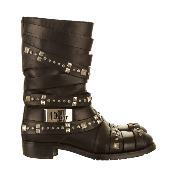 Dior Black Studded Moto Boots