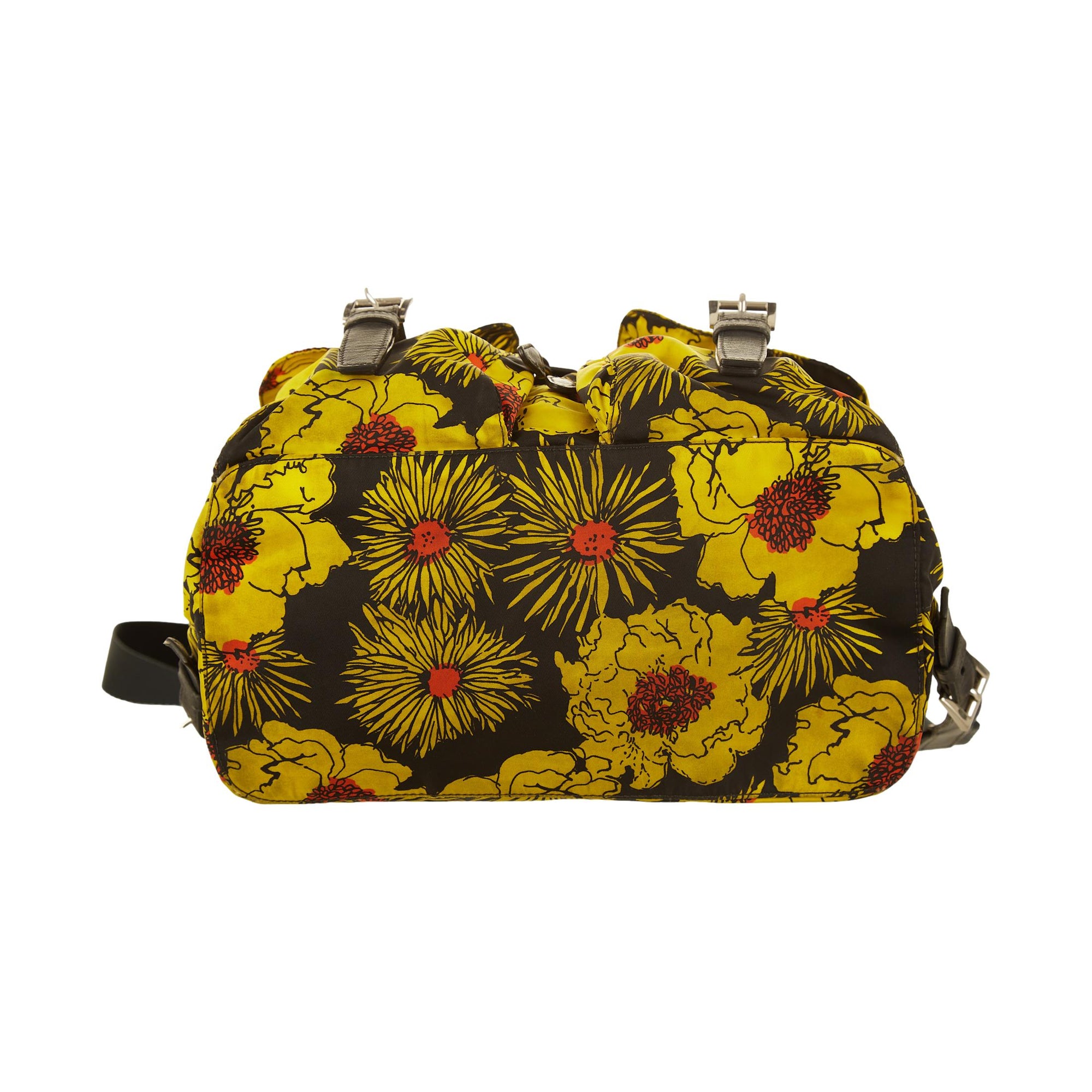 Prada Yellow Flower Print Nylon Backpack
