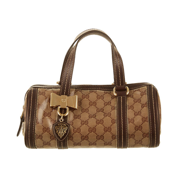 Gucci Brown Logo Cylinder Bag