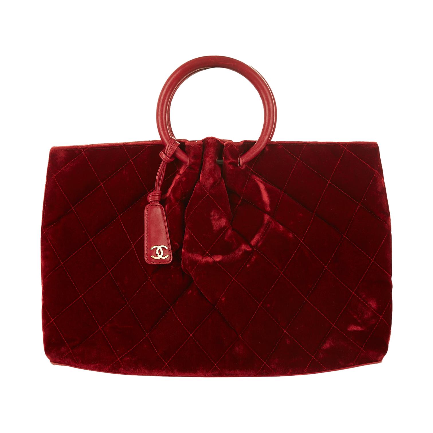 Chanel Red Velvet Top Handle Bag