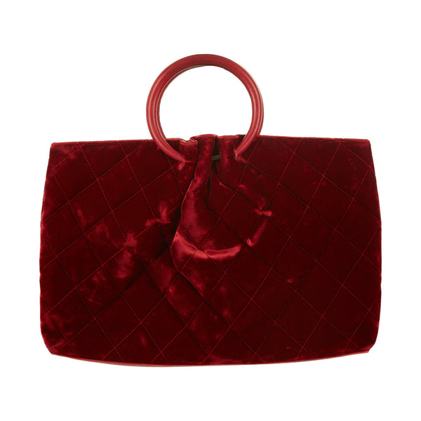 Chanel Red Velvet Top Handle Bag