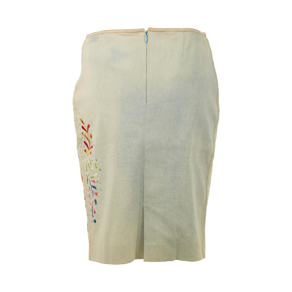 Dior Denim Rhinestone Butterfly Skirt