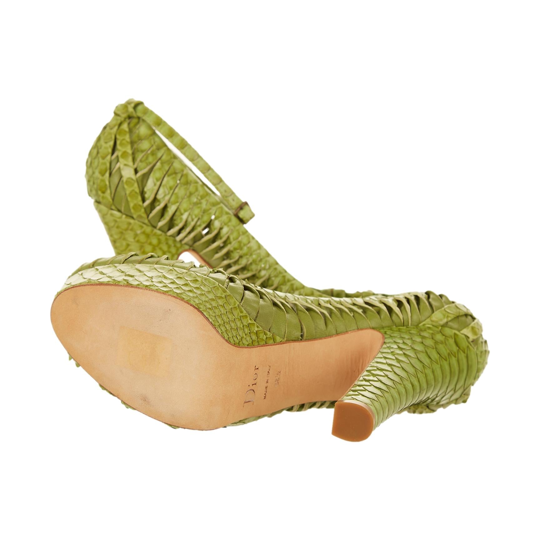 Dior Green Snakeskin Platform Heels