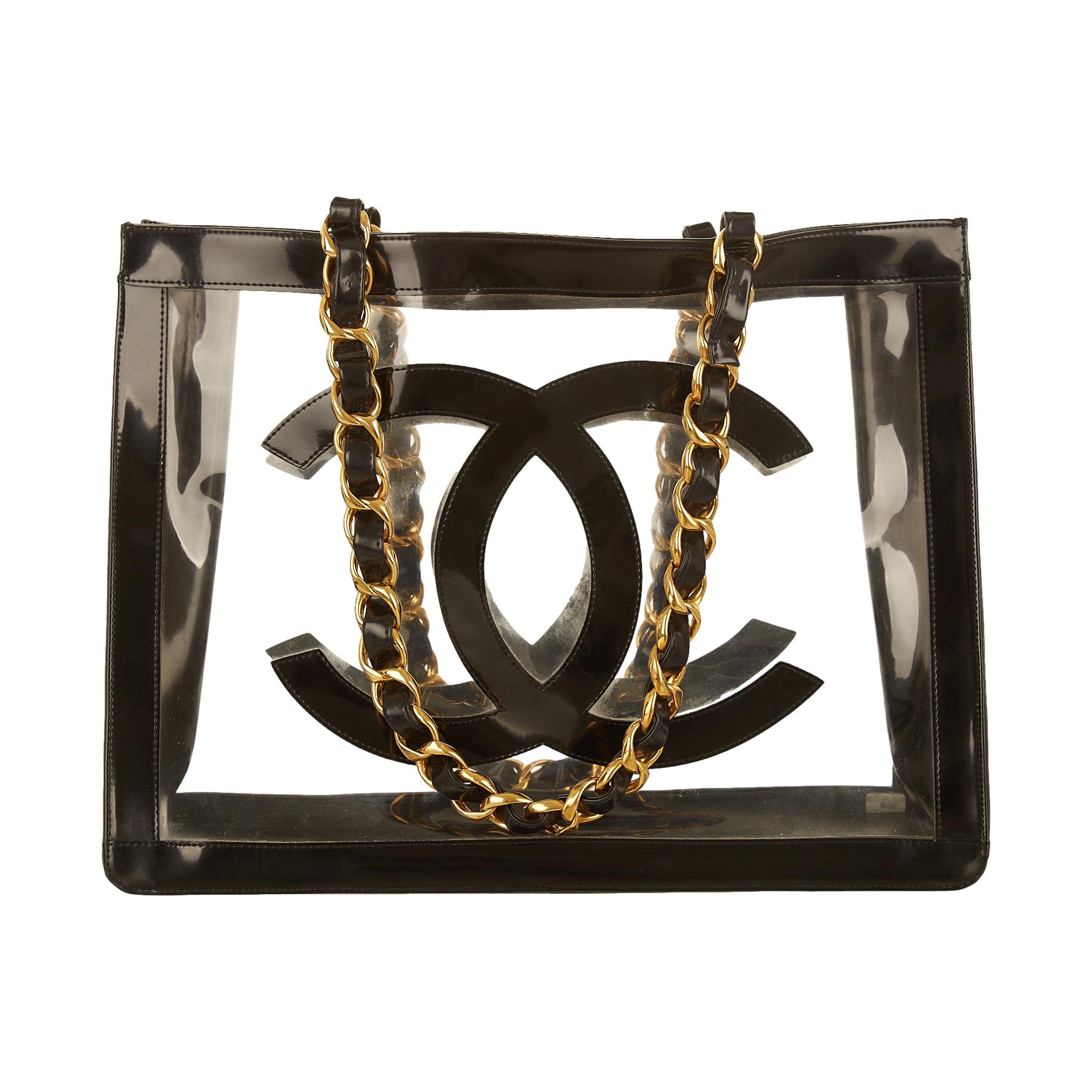 Chanel Black Tranparent Logo Tote – Treasures of NYC