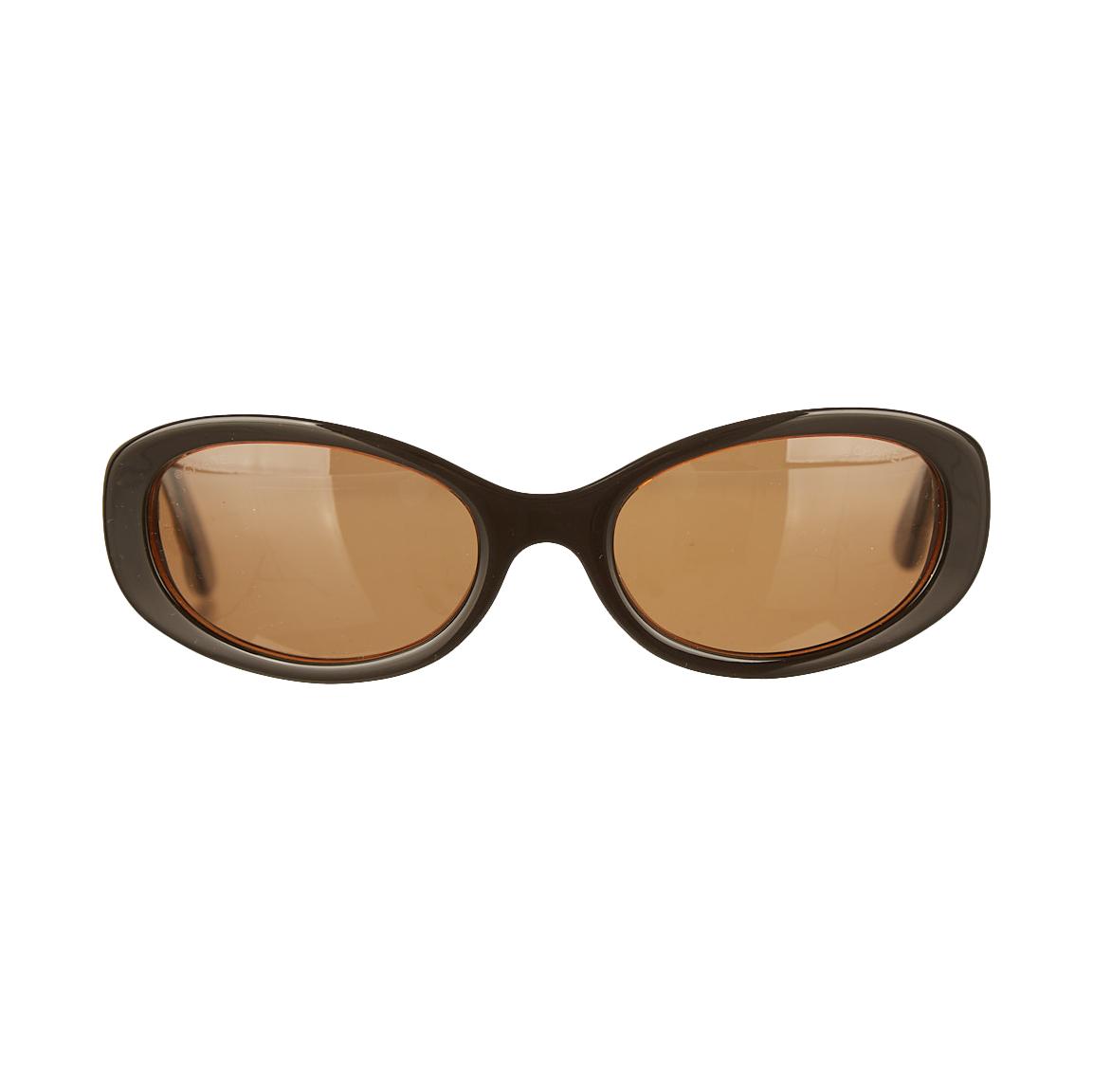 Chanel Brown Logo Oval Sunglasses
