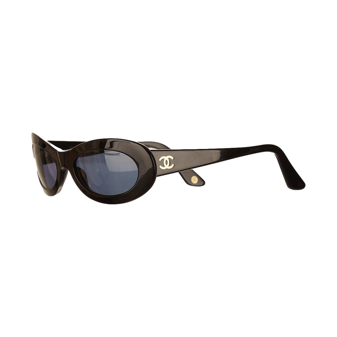 chanel black oval sunglasses vintage