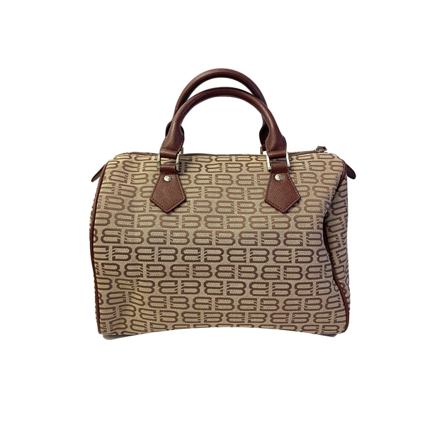 Balenciaga Brown Logo Boston Bag - Handbags