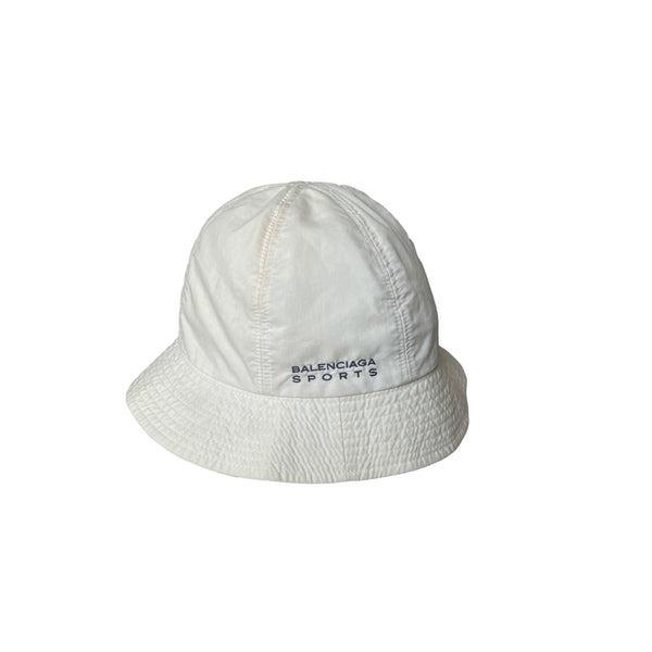 Balenciaga White Logo Bucket Hat - Accessories