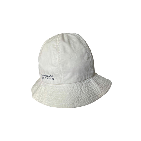 Balenciaga White Logo Bucket Hat - Accessories