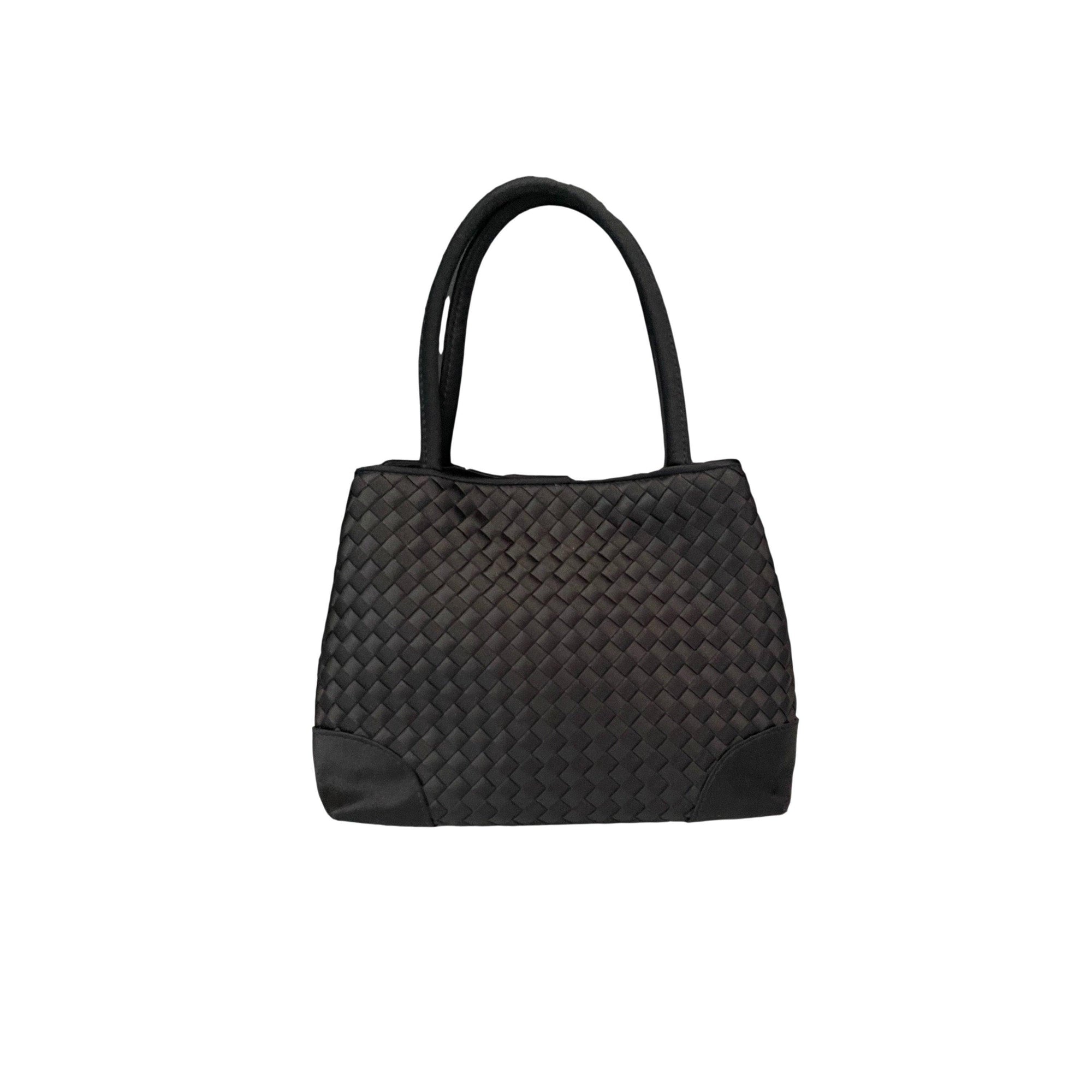 Bottega Veneta Black Woven Satin Mini Bag - Handbags