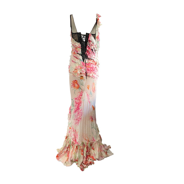 Cavalli Floral Boned Corset Gown - Apparel