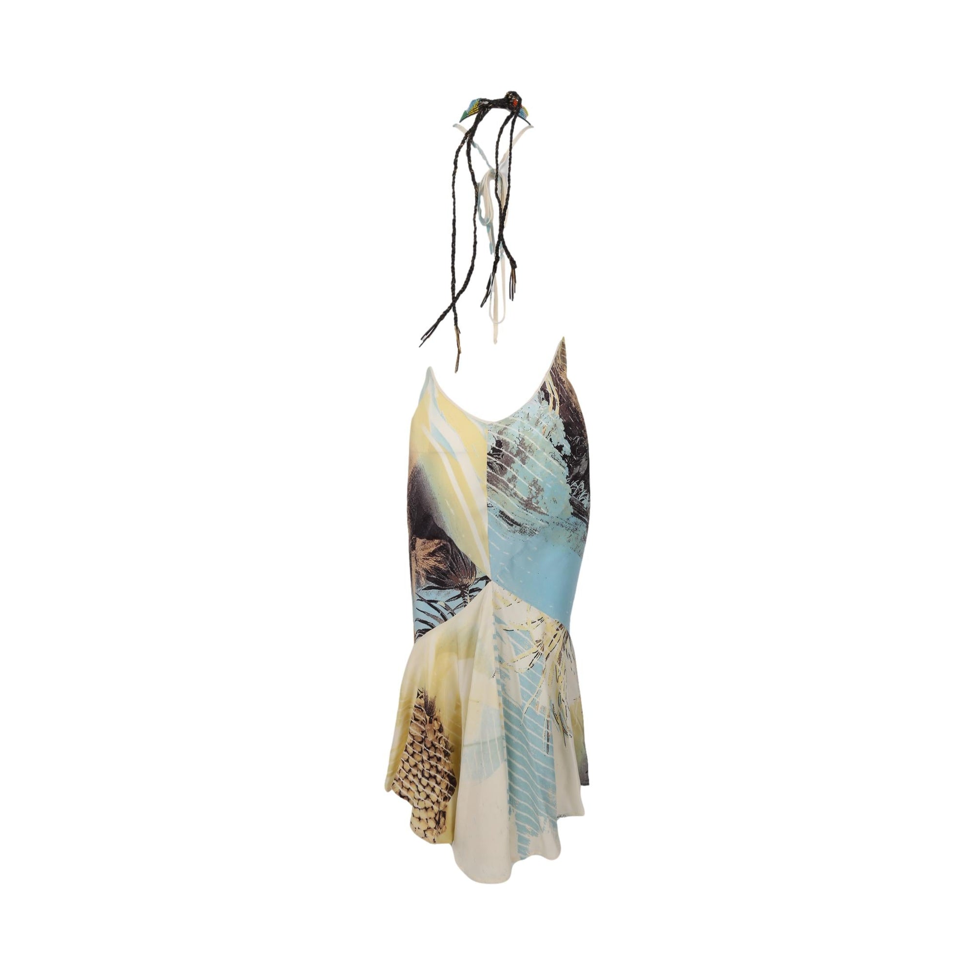 Roberto Cavalli Lion Print Beaded Halter Dress Roberto Cavalli Lion Print Beaded Halter Dress