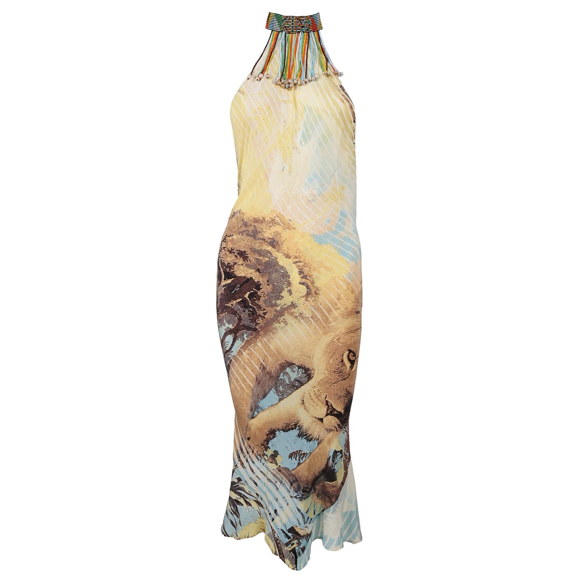 roberto cavalli halter dress Roberto Cavalli Pink Silk High-Slit Halter Dress  The Kit Vintage