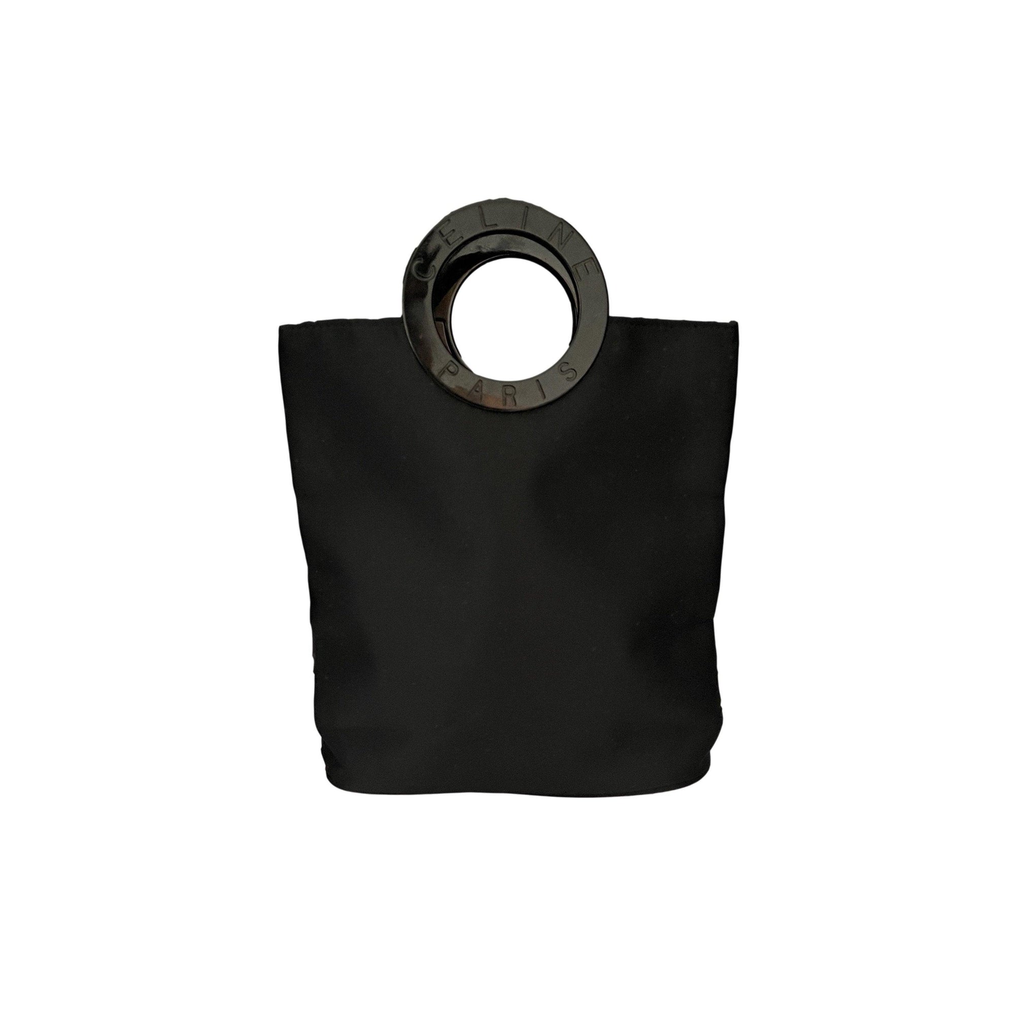 Celine Black Nylon Mini Top Handle Bag - Handbags