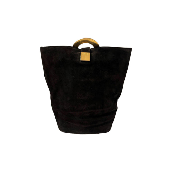 Celine Black Suede Bucket Bag - Handbags