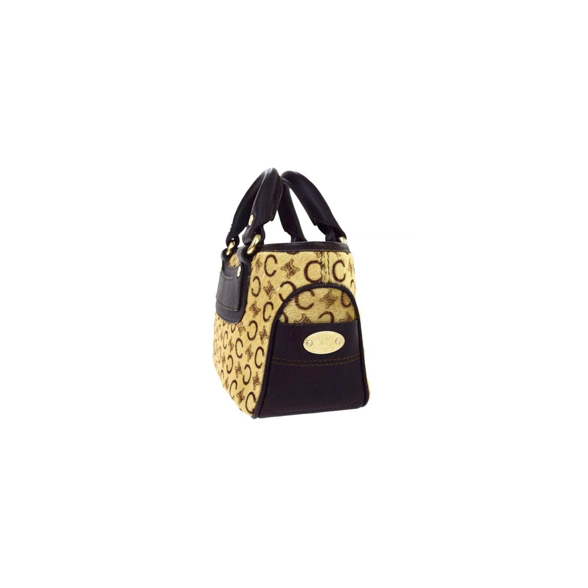 Celine Calf Hair Mini Logo Top Handle Bag - Handbags