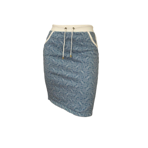 Celine Light Blue Logo Drawstring Skirt - Apparel