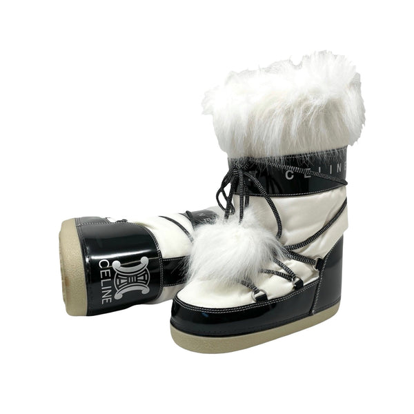 Celine Logo Fur Moon Boots - Shoes