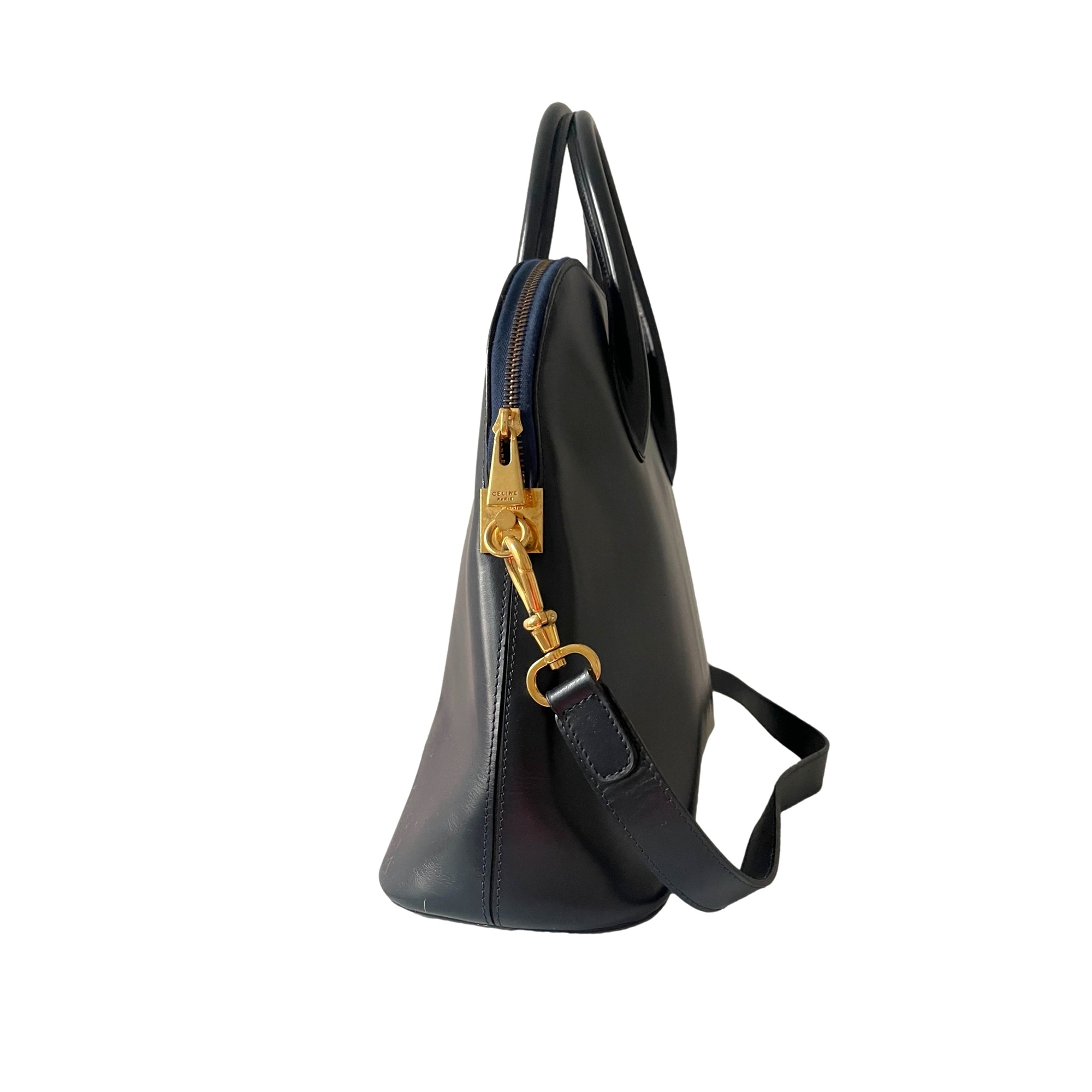 Celine Navy Leather 2way Bag - Handbags