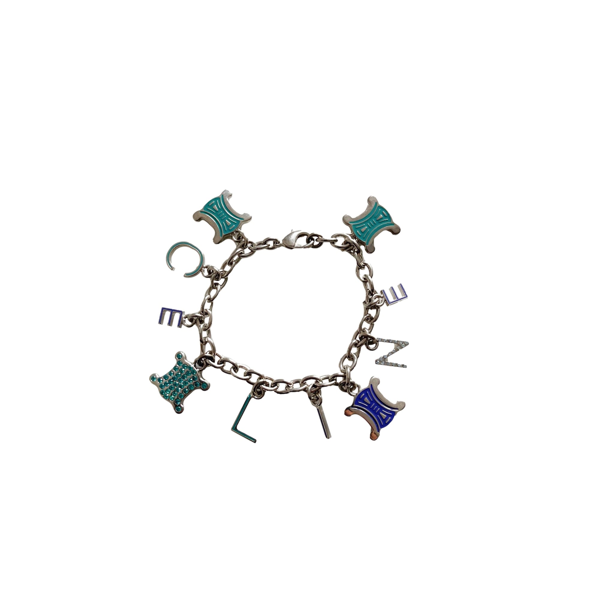 Celine Silver Charm Logo Bracelet - Jewelry