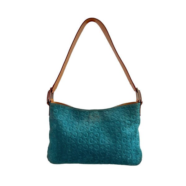 Celine Teal Logo Shoulder Bag - Handbags