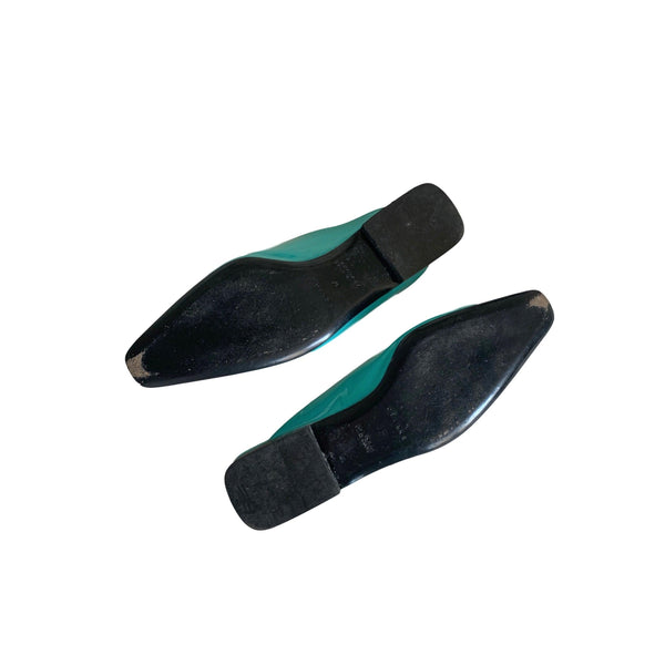 Celine Turquoise Clear Logo Slides - Shoes