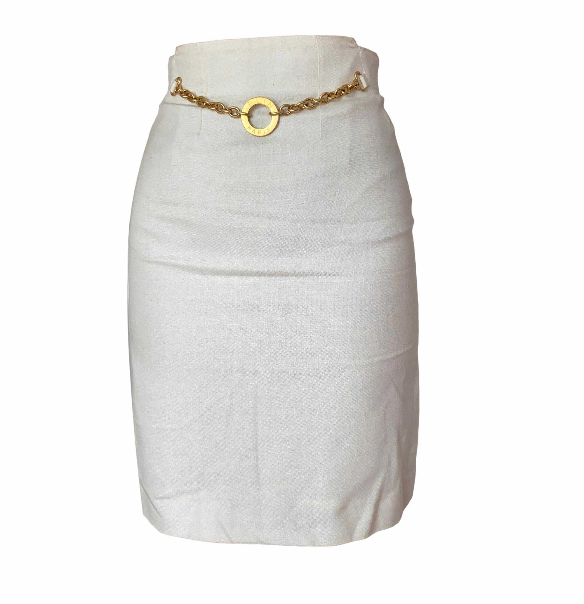 Celine White Chain Logo Skirt - Apparel
