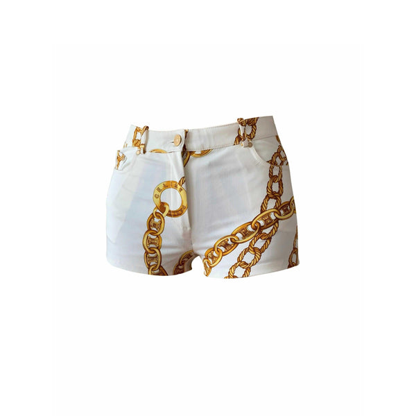 Celine White Chain Print Shorts - Apparel