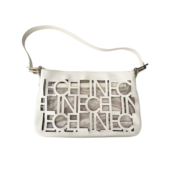 Celine White Cut Out Logo Shoulder Bag