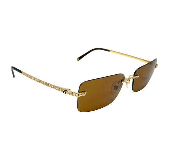 Chanel Amber Rhinestone Square Sunglasses - Sunglasses