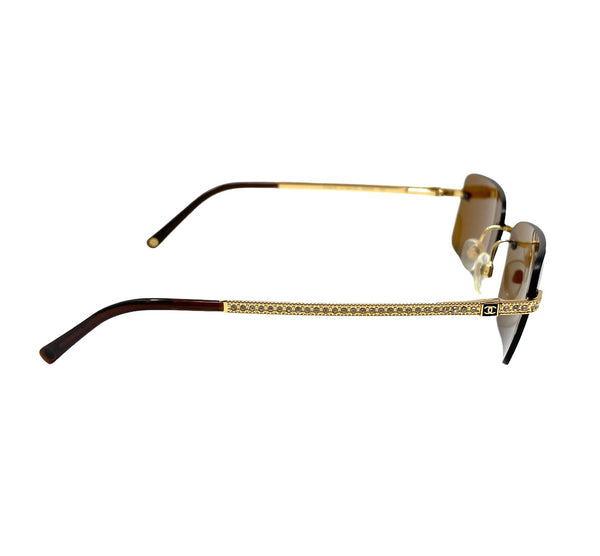 Chanel Amber Rhinestone Square Sunglasses - Sunglasses