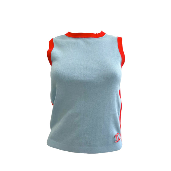 Chanel Baby Blue Logo Tank - Apparel