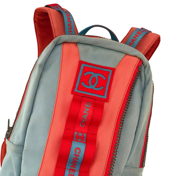 Chanel Baby Blue Multicolor Sport Logo Backpack - Handbags