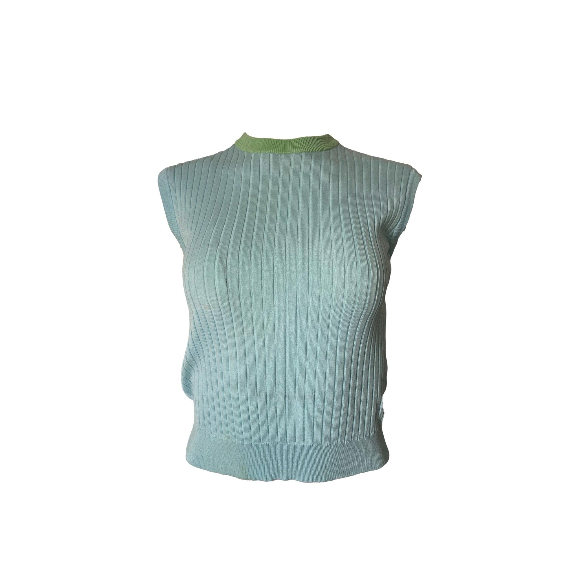 Chanel Baby Blue Ribbed Tank - Apparel