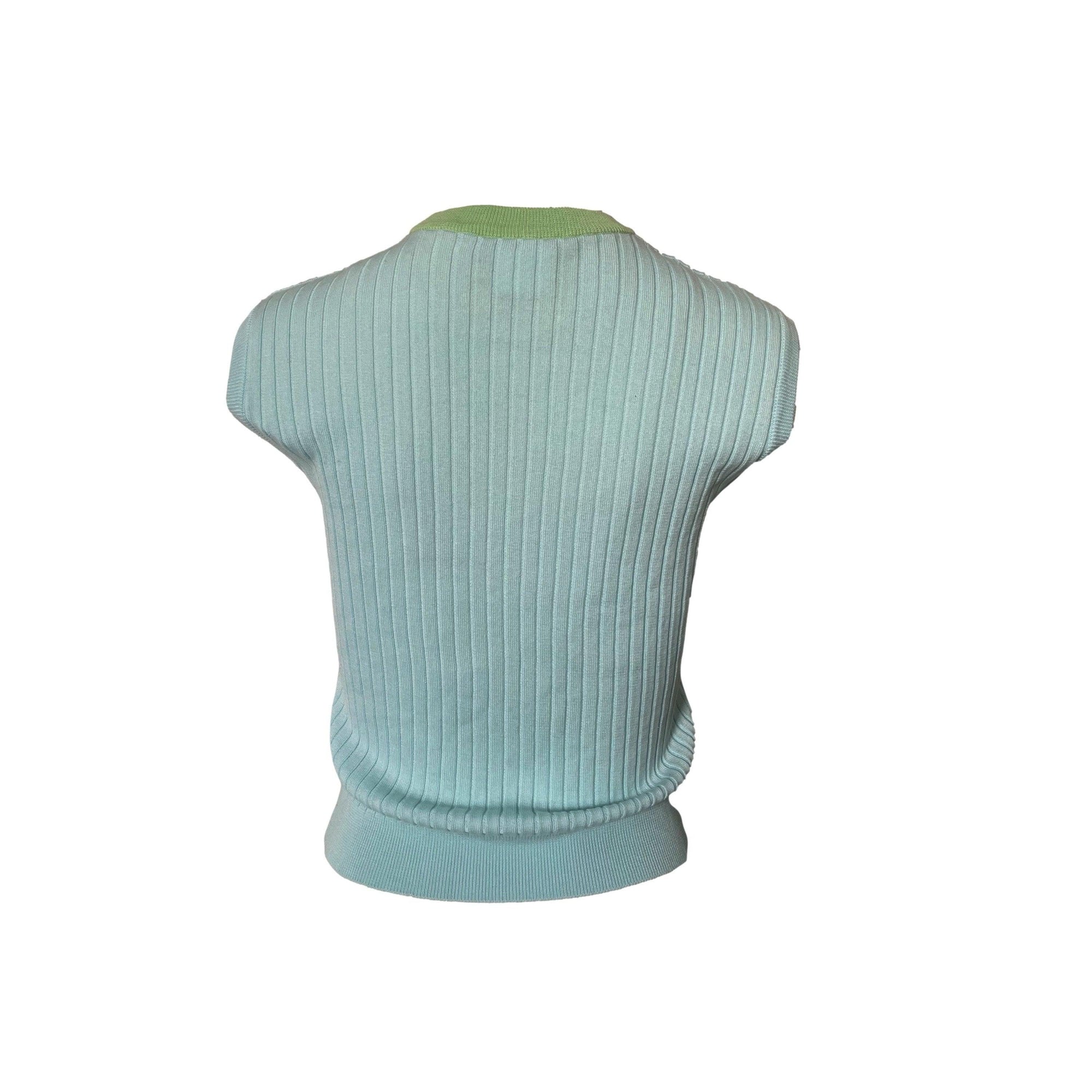 Chanel Baby Blue Ribbed Tank - Apparel