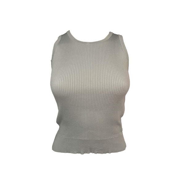 Chanel Baby Blue Ribbed Tank Top - Apparel
