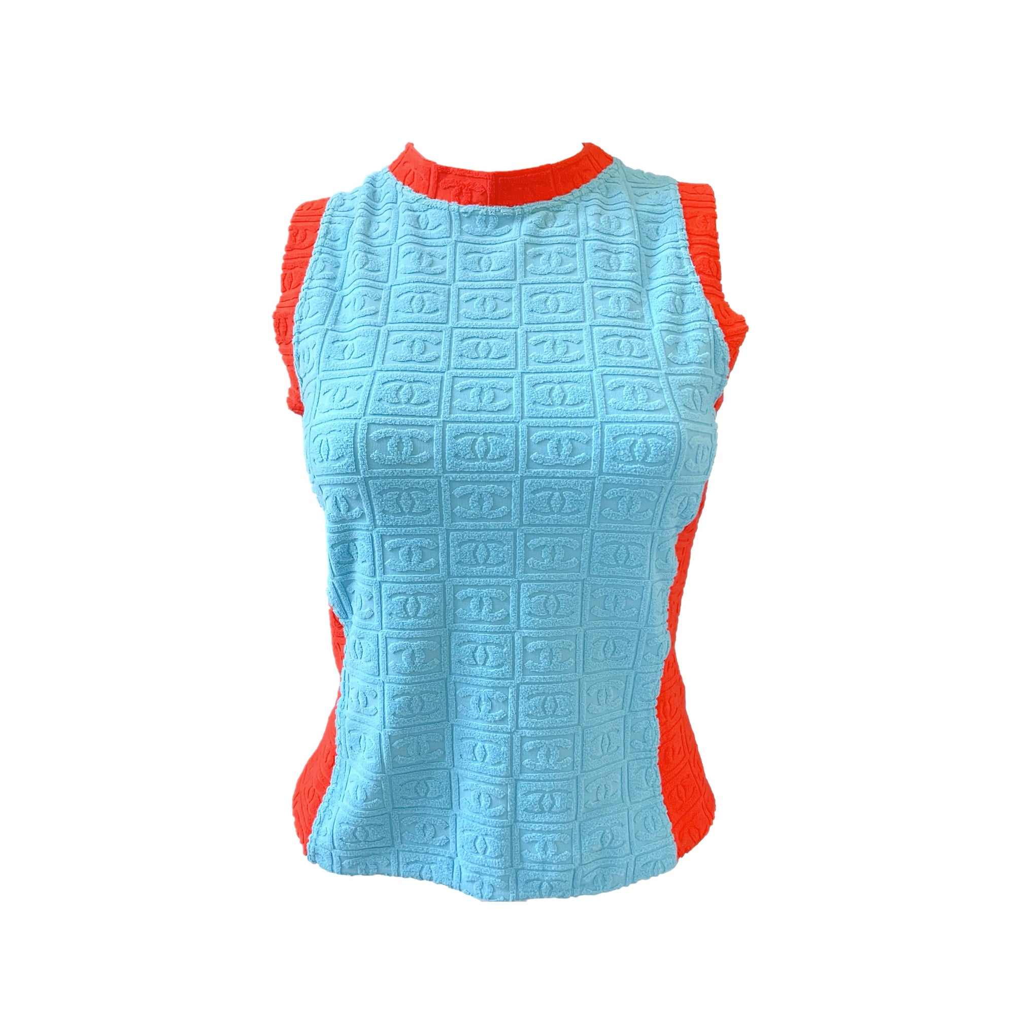 Chanel Baby Blue Terrycloth Tank Top - Apparel