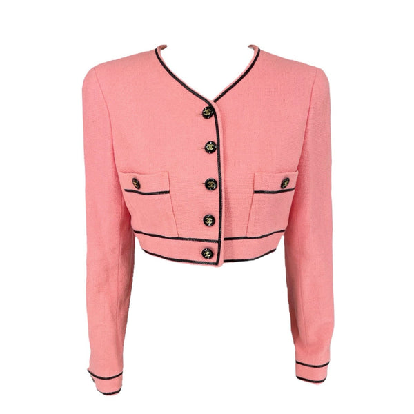 Cropped Boucle Jacket in Pink - Self Portrait