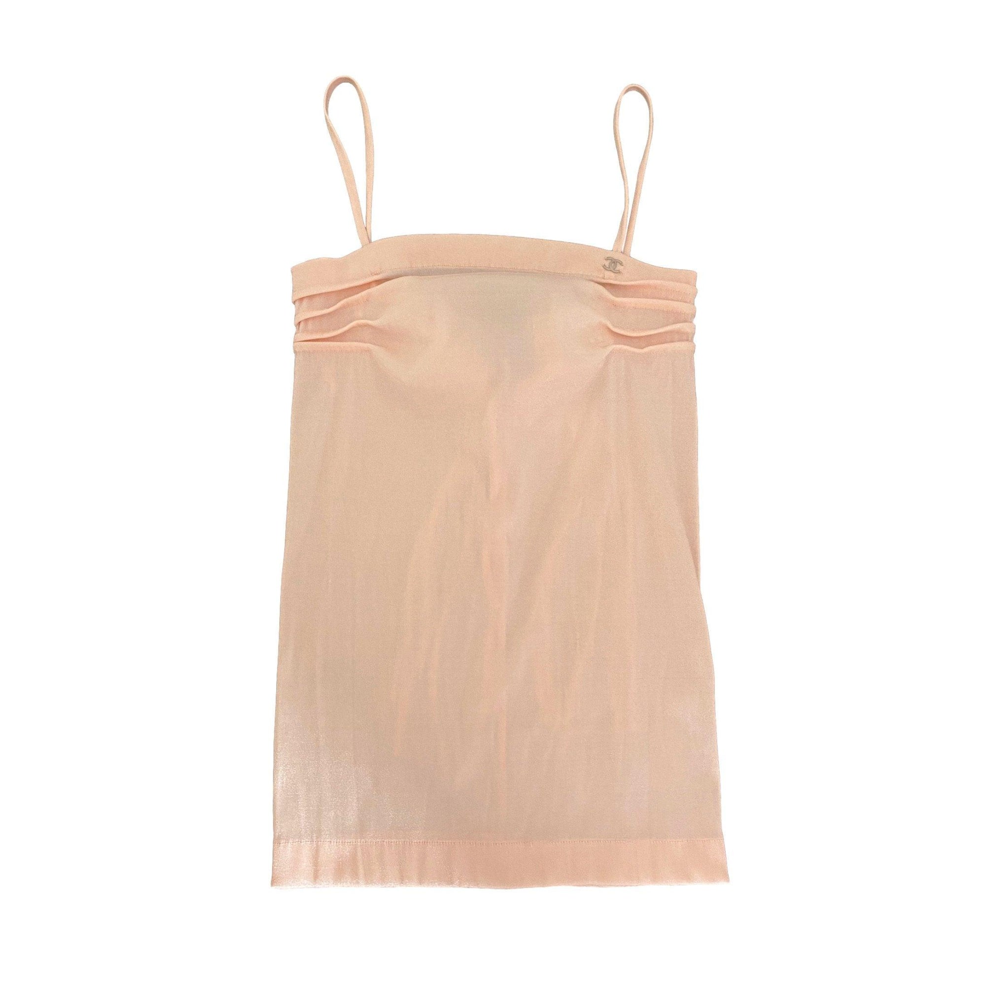 Chanel Baby Pink Iridescent Lace-Up Tank - Apparel