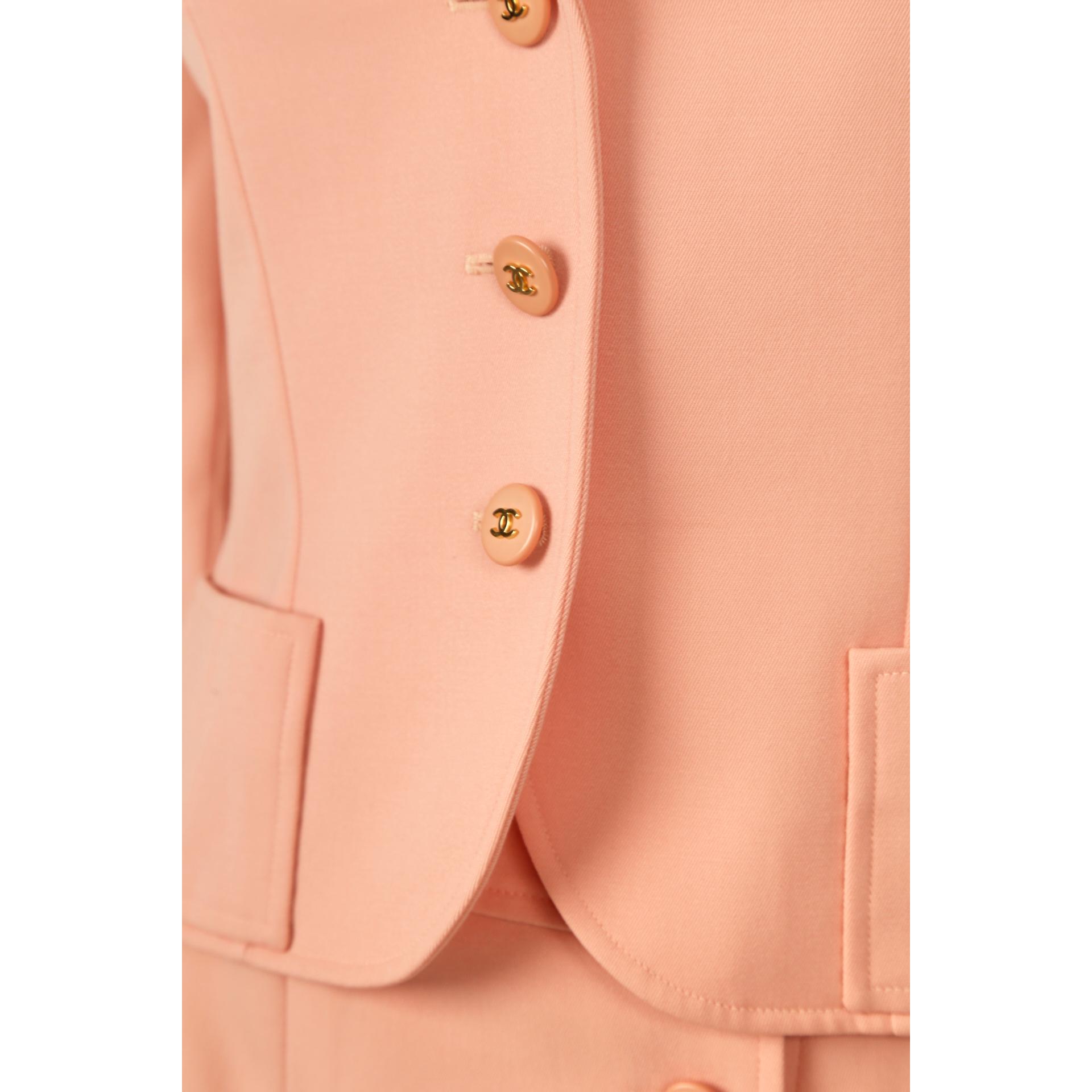 Chanel Baby Pink Logo Button Skirt Set - Apparel