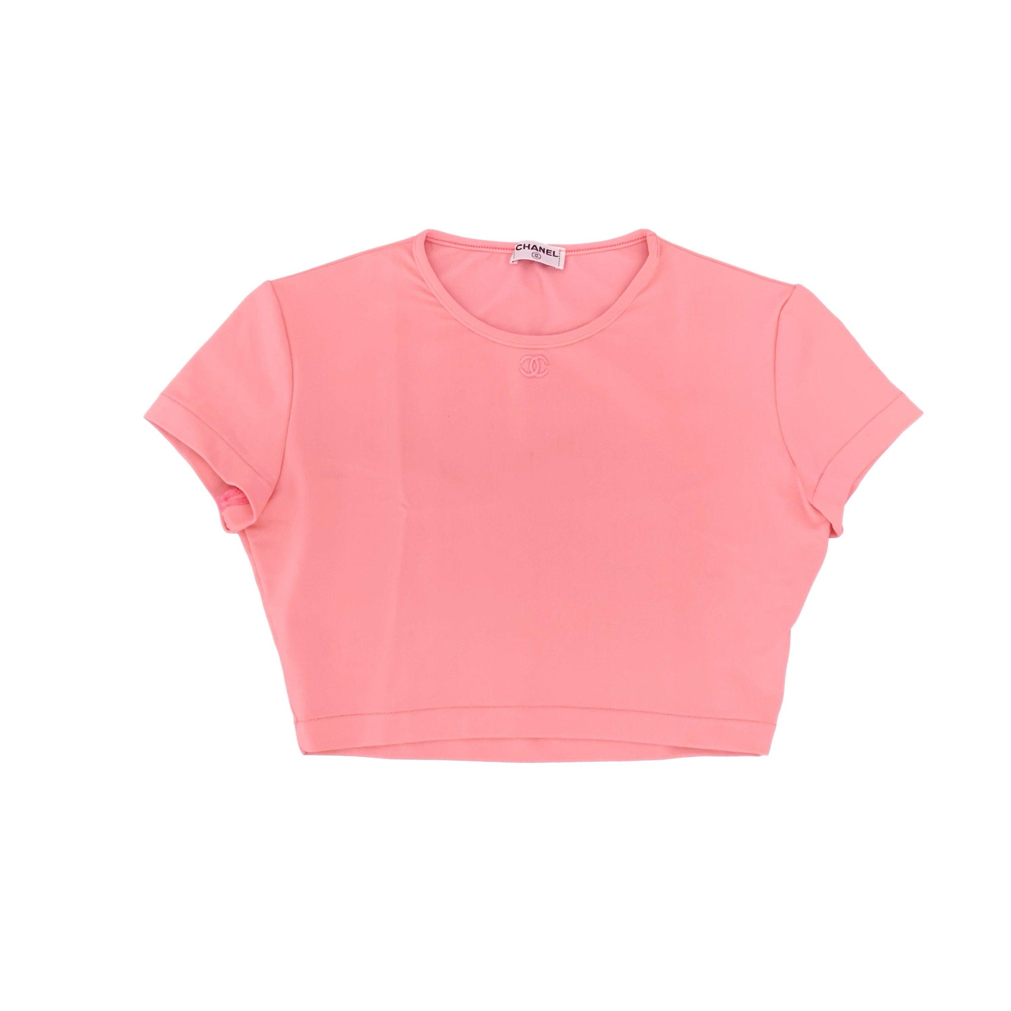 Chanel Baby Pink Logo Crop Top - Apparel