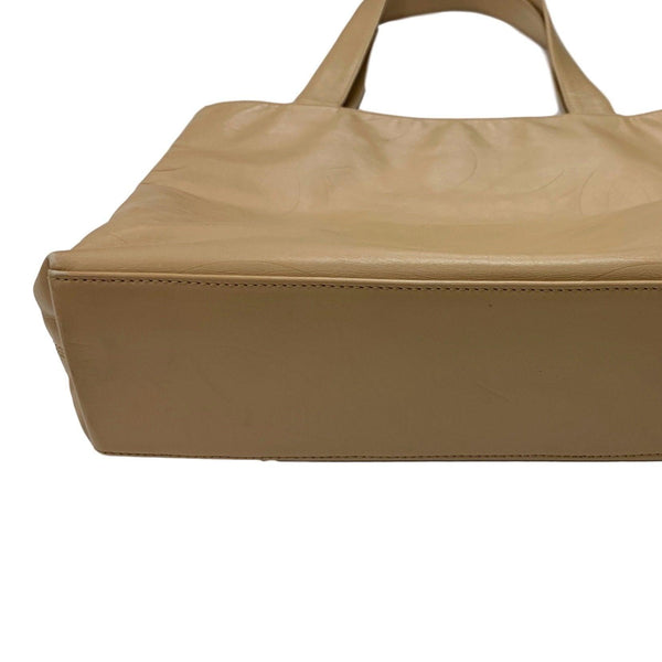 Chanel Beige All Over Embossed Logo Tote - Handbags