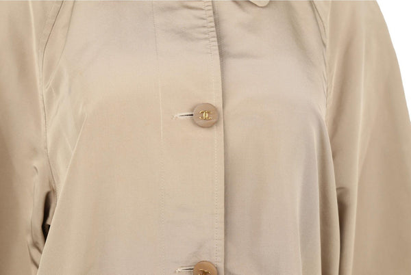 Chanel Beige Logo Button Trench Coat - Apparel