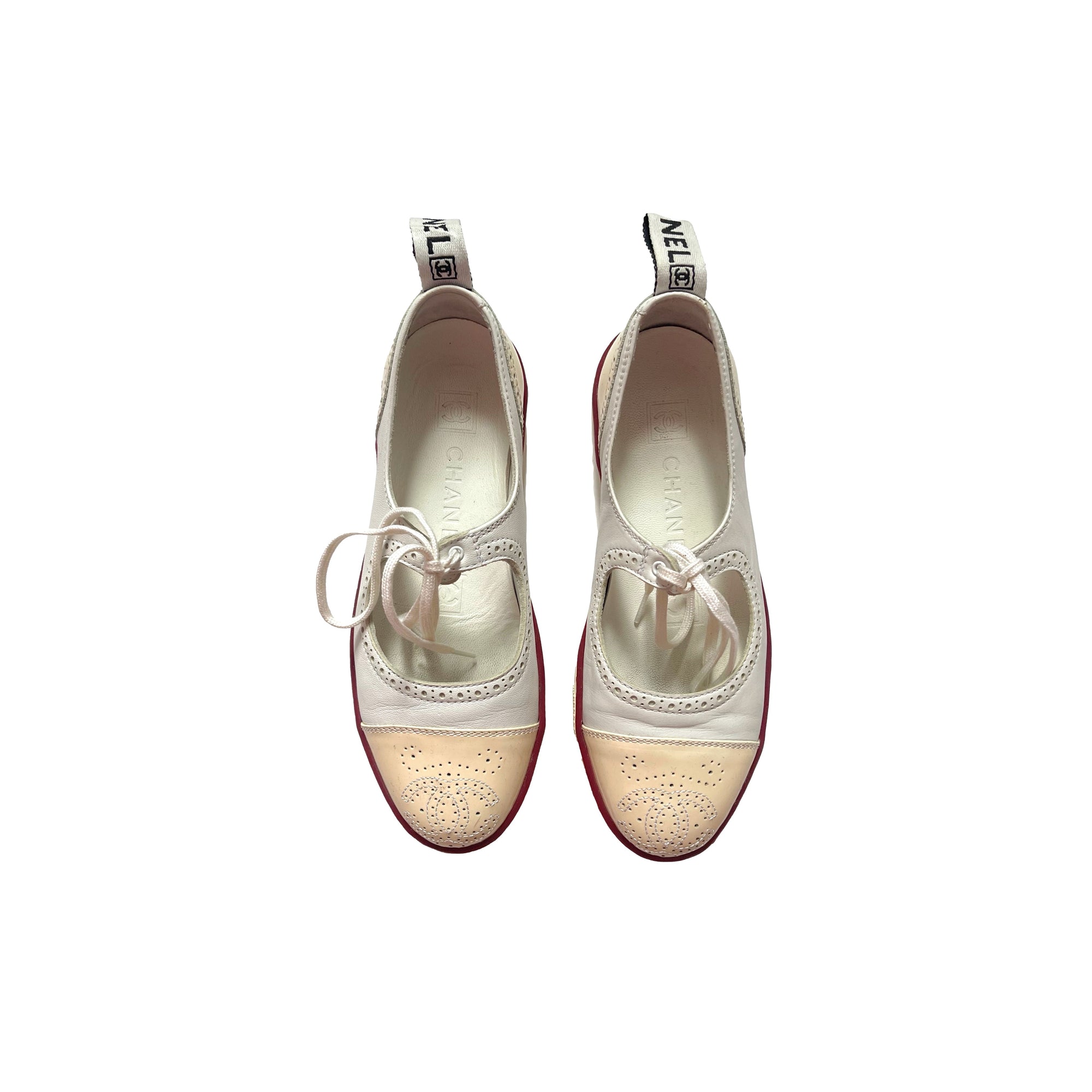 Chanel Beige Logo Mary Janes - Shoes