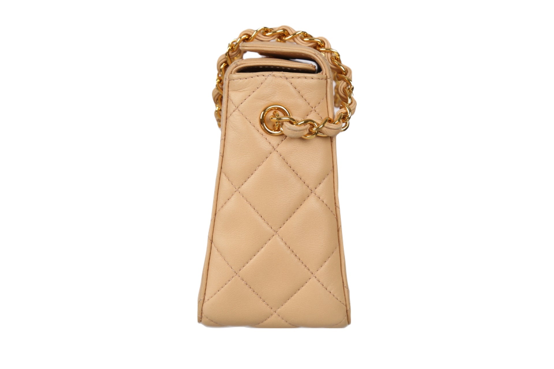 Chanel Beige Quilted Chain Mini Bag - Handbags