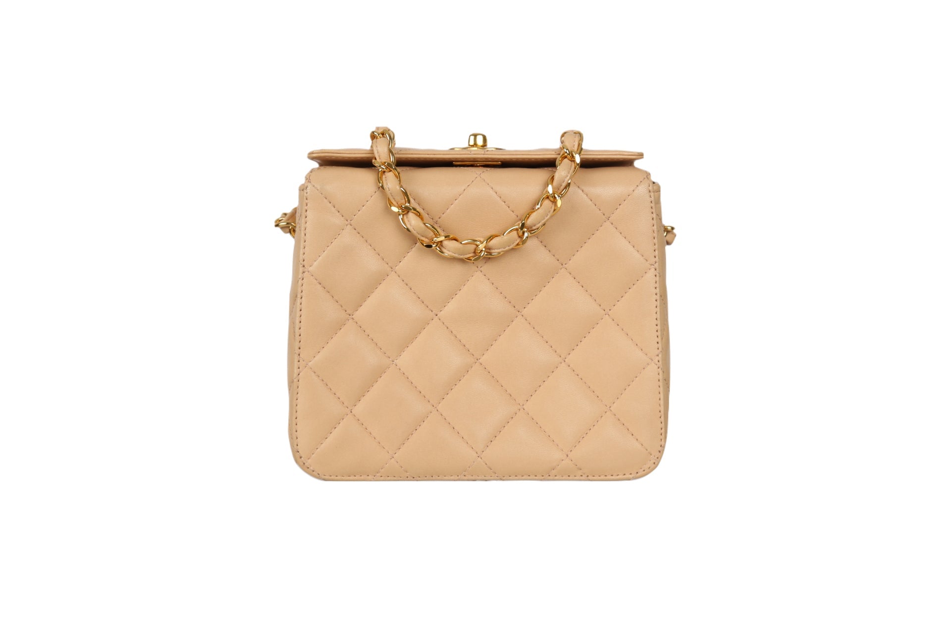 Chanel Beige Quilted Chain Mini Bag - Handbags