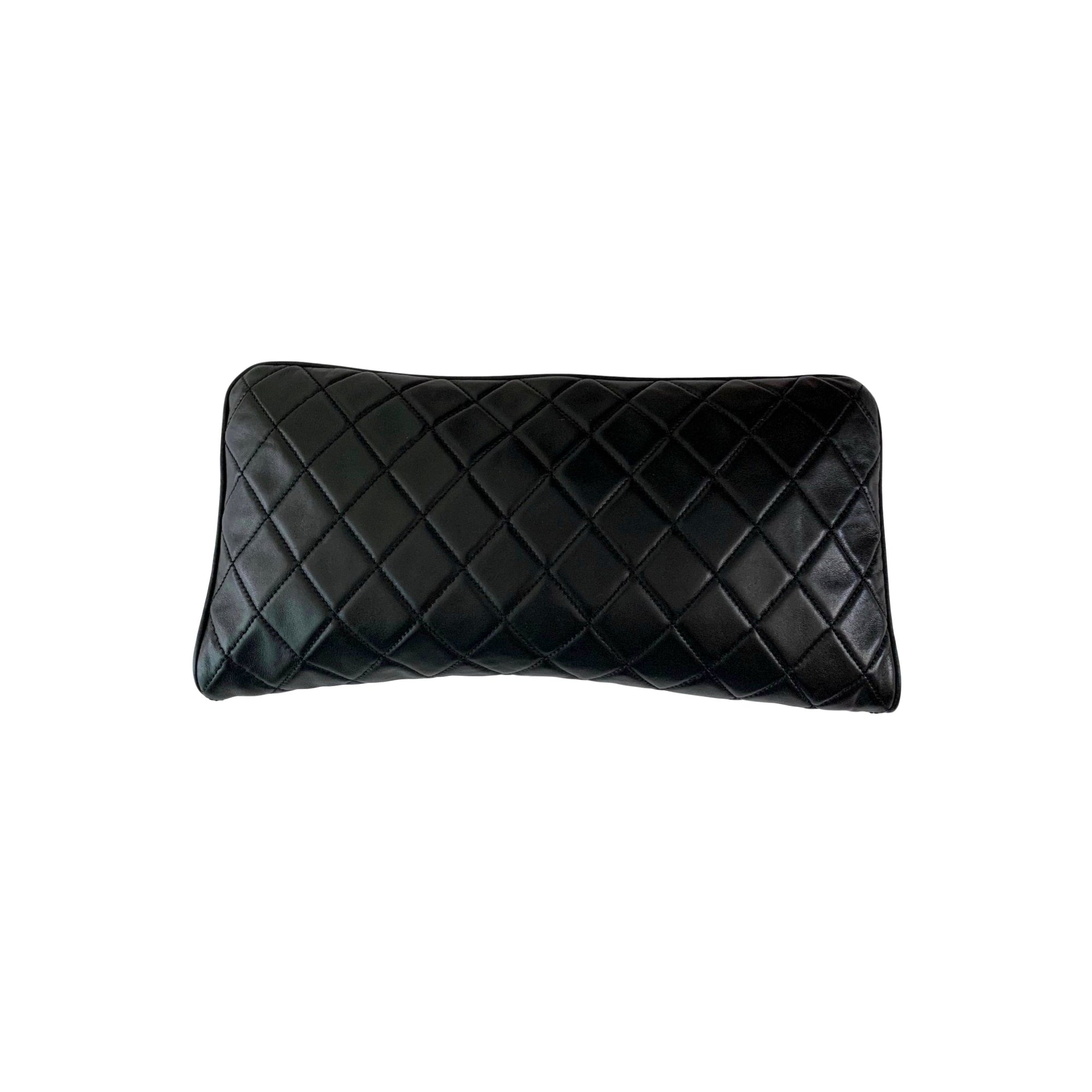 Chanel Black 2pc Leather Logo Clutch - Handbags