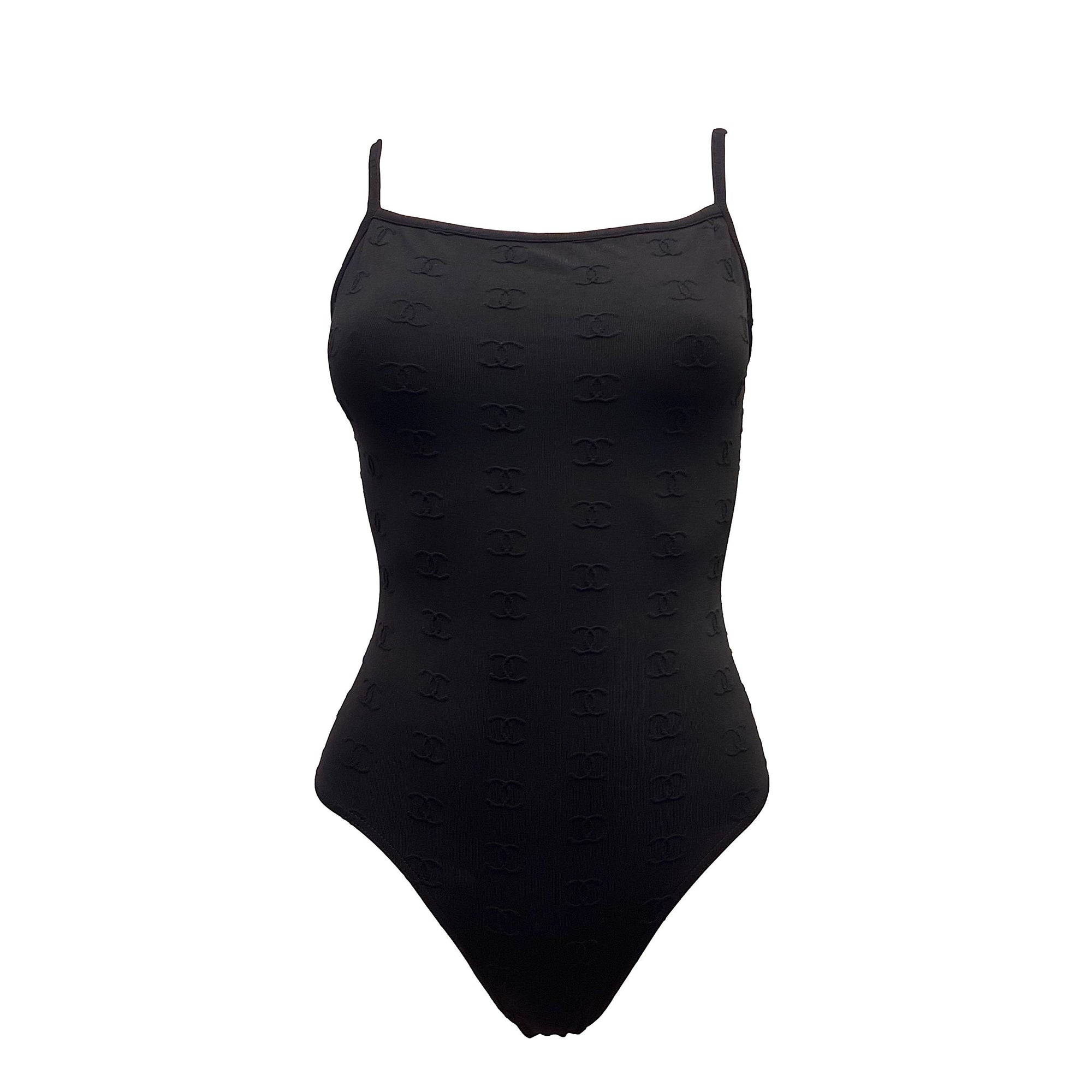 Chanel Black All Over Logo One Piece - Swimwear