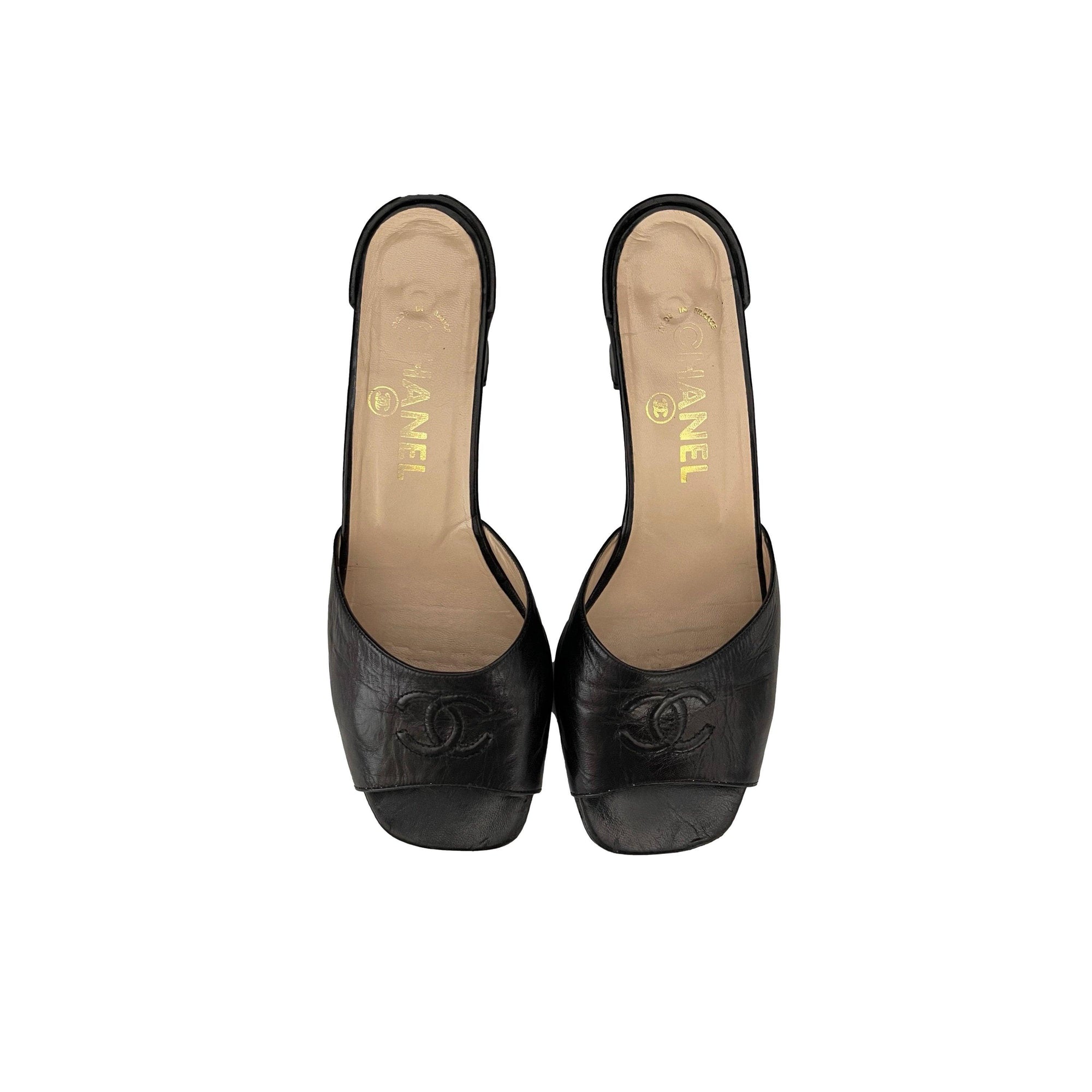Chanel Black Block Heels - Shoes